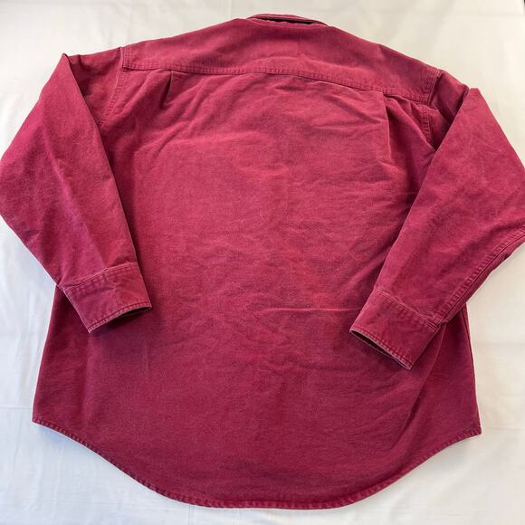 Cabela's Men's Chamois Red Distressed Flannel Button Down Shirt Size Large - Picture 2 of 7